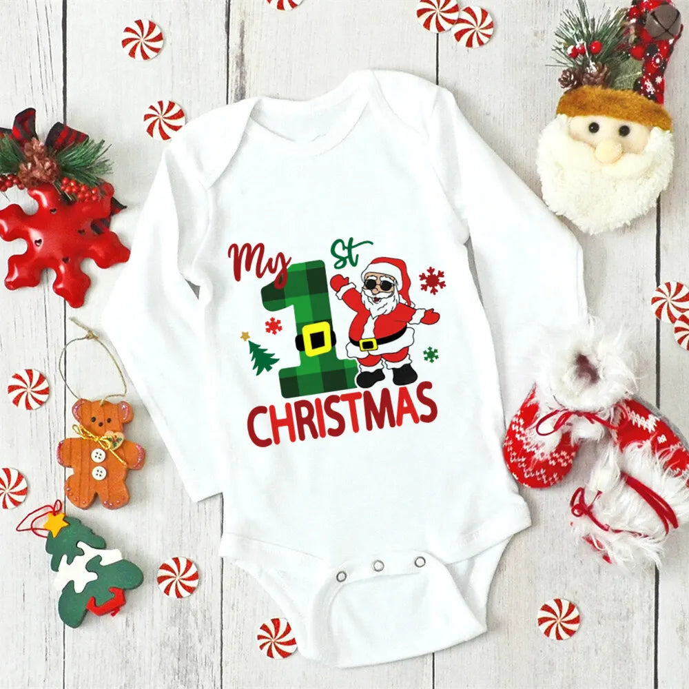 Snuggish My First Christmas Newborn Baby Long Sleeve Romper