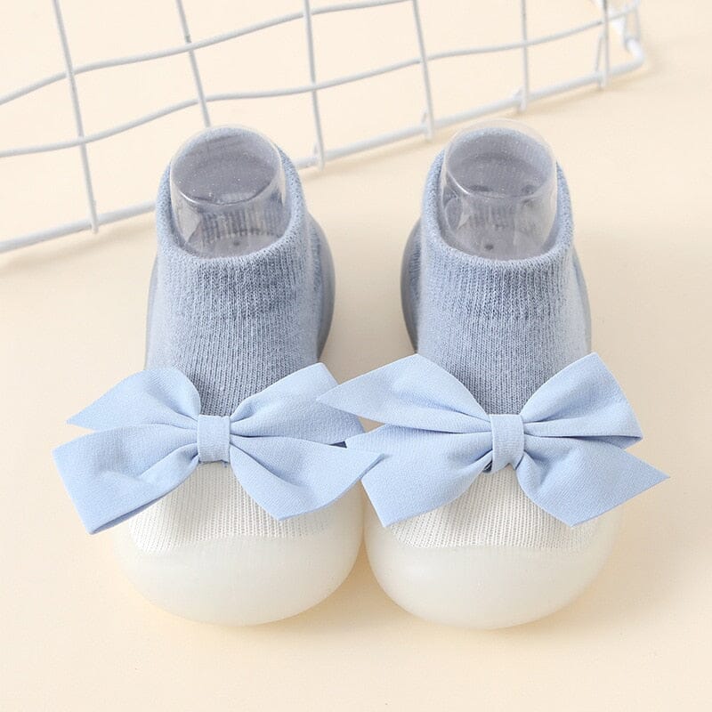 Bow-Adorned Baby Sock Shoes for First Walkers