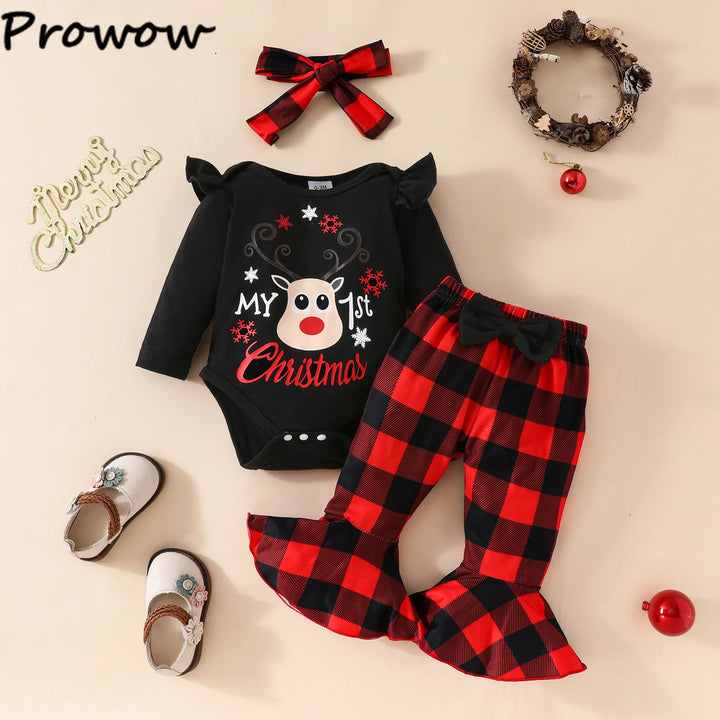 Snuggish My First Christmas Baby Girl Clothes Sets 3pcs