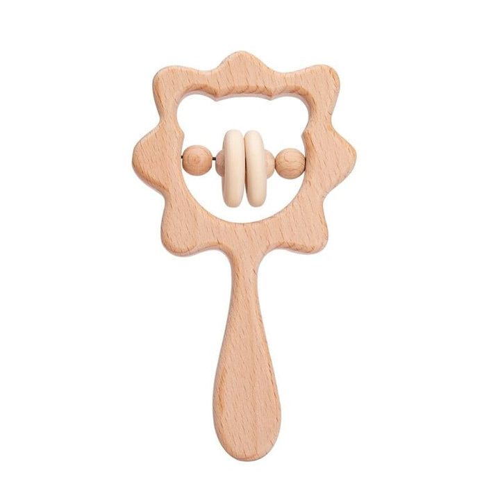 Beech Wood Baby Rattle and Teething Ring