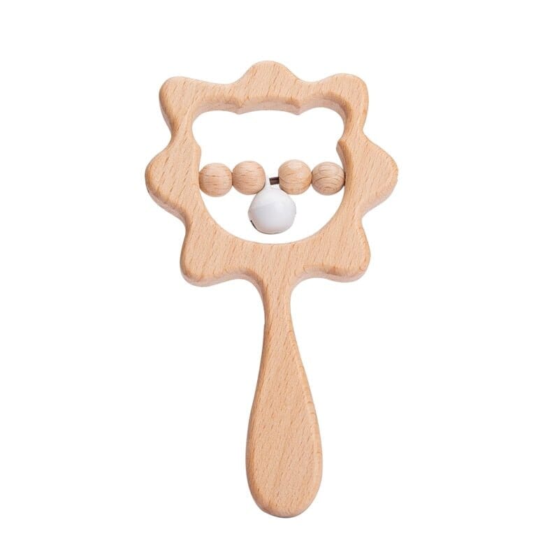 Beech Wood Baby Rattle and Teething Ring