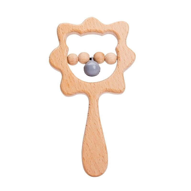 Beech Wood Baby Rattle and Teething Ring