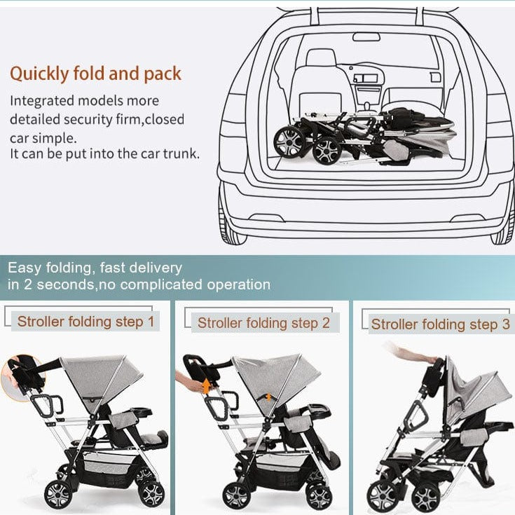 CynaBaby™ Double Stroller For Twins With Cozy Comfort at Discounted Price