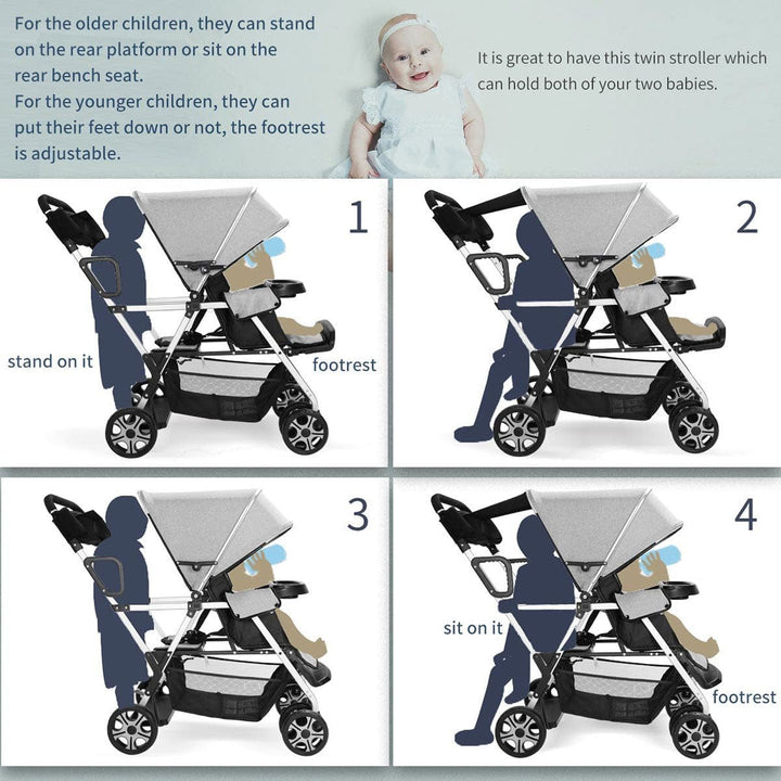 CynaBaby™ Double Stroller For Twins With Cozy Comfort at Discounted Price