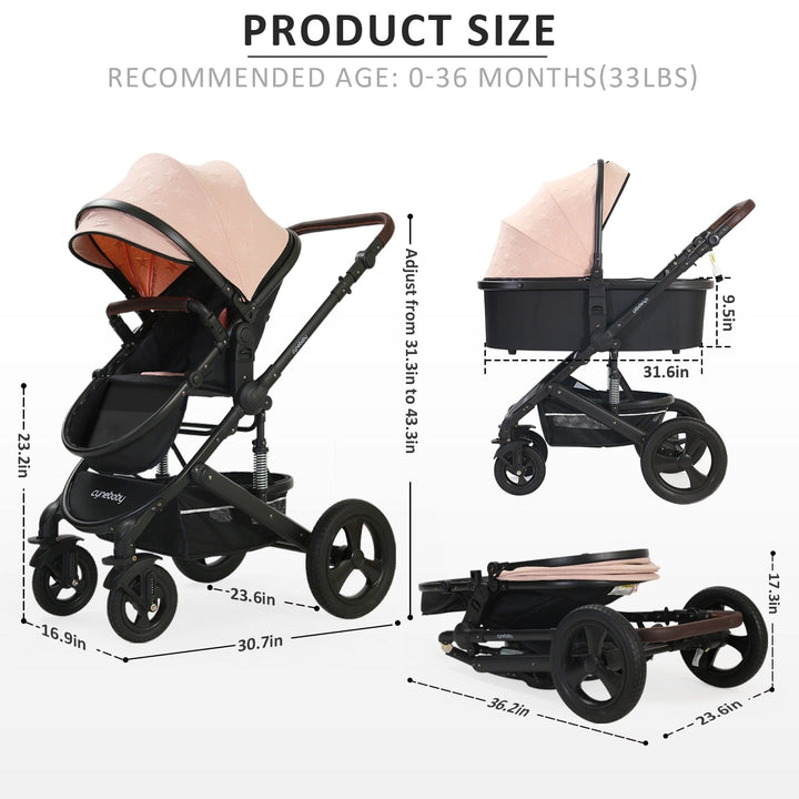 Cynebaby 2 in 1 Convertible Cradle Pram or Stroller