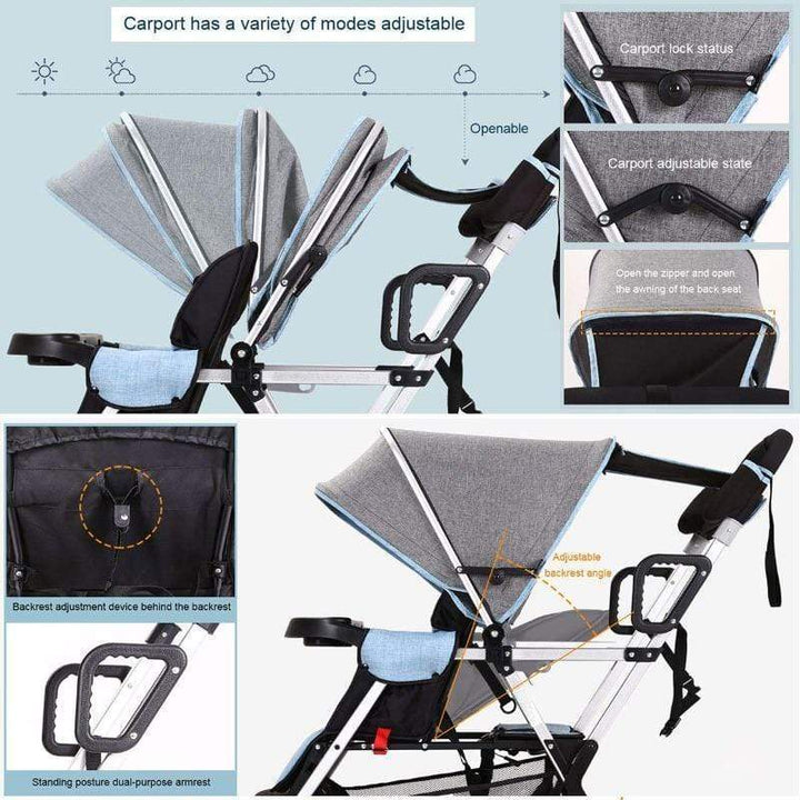 cynebaby™ Baby Stroller For 2 babies - Grey