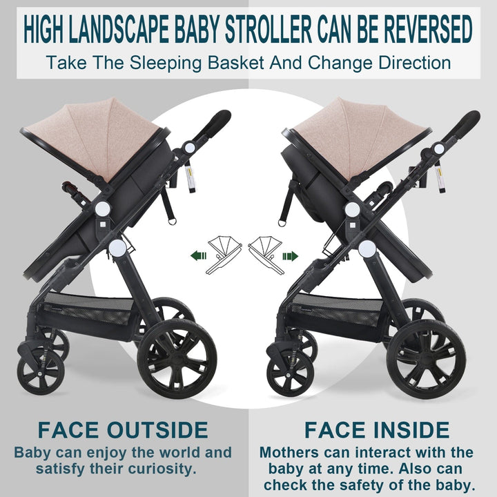 CyneBaby High-view Baby Stroller With Reversible Cradle