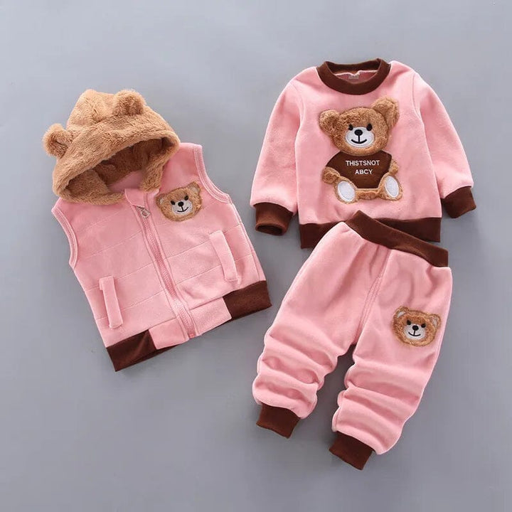 Snuggish Thick Fleece Cartoon Bear Jacket Vest Pants