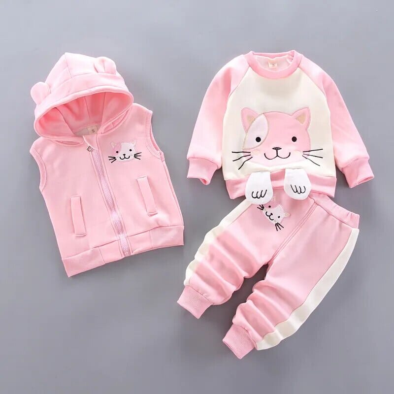 Snuggish Thick Fleece Cartoon Bear Jacket Vest Pants